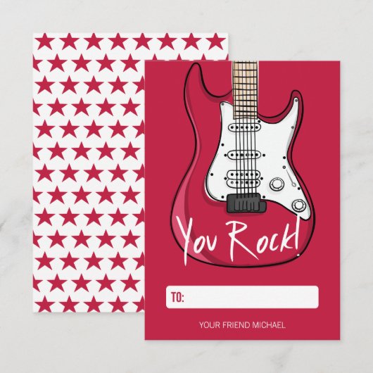 Carte Valentine pour enfants Rock (Devant / Derrière)