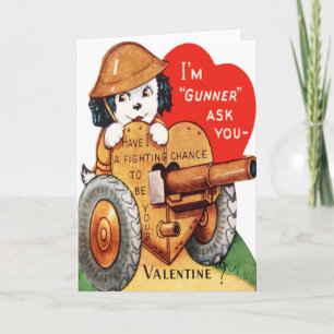 Carte Valentine Pup Militaire