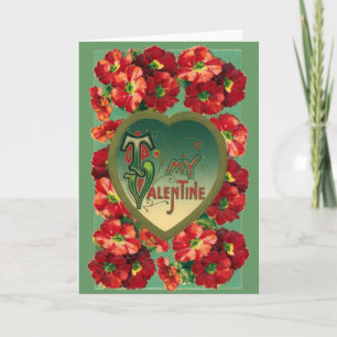 Carte Valentine Red Vintage Poppies