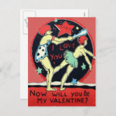 Carte Valentine Retro vintage (Devant / Derrière)