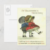 Carte Valentine Retro vintage Couple Ice Ski (Devant / Derrière)