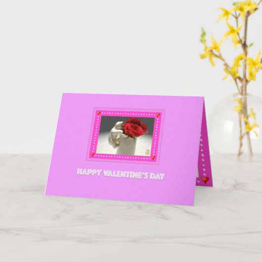 Carte Valentine Rose Kitty & Tea (Fleur jaune)