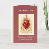 Carte Valentine Roses Angels St. Therese Heart Cross (Devant)