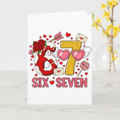Carte Valentine’s Day Funny 67 Meme Six Seven 6 7 Hearts (Fleur jaune)