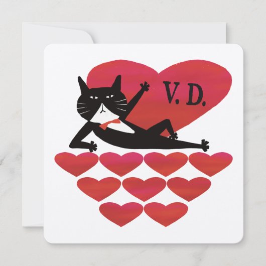 Carte Valentine’s Day Tuxedo Cat (Devant)