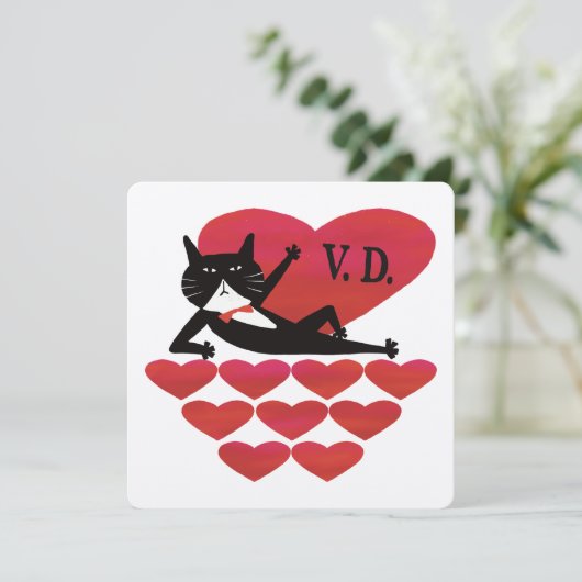 Carte Valentine’s Day Tuxedo Cat (Debout devant)