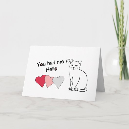 Carte Valentine simple chat (Devant)