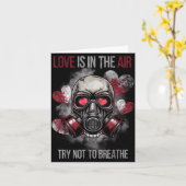 Carte Valentine Skull Gas Mask Love Romance  (Fleur jaune)
