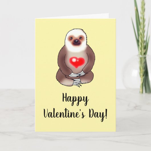 Carte Valentine Sloth with Glowing Heart (Devant)