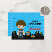 Carte Valentine Superhero - Garçons Africains-Amér (Devant/Arrière en situation)