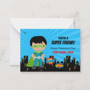 Carte Valentine Superhero - Garçons Peau Noire