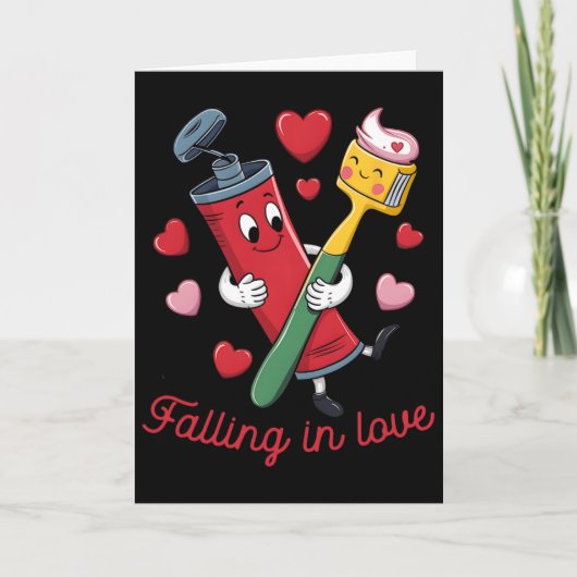 Carte Valentine Toothpaste Amour Brosse à Dents Tombant (Devant)