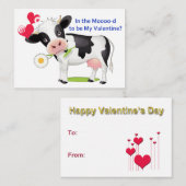 Carte Valentine Vache Fleur pour les enfants (Devant / Derrière)