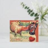 Carte Valentine Vache Retro vintage (Debout devant)