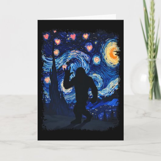 Carte Valentine Van Gogh Nuit étoilée Bigfoot Sasquatch  (Devant)