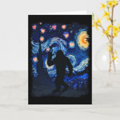 Carte Valentine Van Gogh Nuit étoilée Bigfoot Sasquatch  (Fleur jaune)