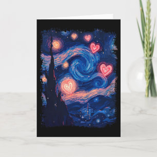 Carte Valentine Van Gogh Nuit étoilée Cœur assorti Cou