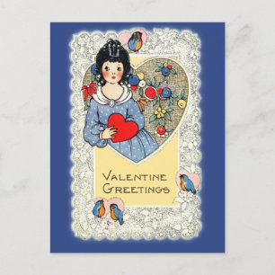 Carte Valentine vintage avec Bluebirds