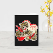 Carte Valentine vintage Chat Chaton Rétro (Fleur jaune)