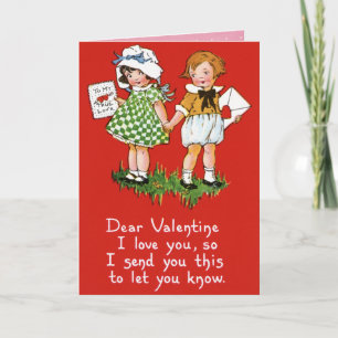 Carte Valentine vintage pour enfants