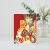 Carte Valentine vintage Retro Cat enlevée (Debout devant)