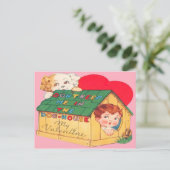 Carte Valentine vintage Retro Dog House (Debout devant)