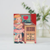 Carte Valentine vintage Retro Girl (Debout devant)
