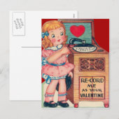 Carte Valentine vintage Retro Girl (Devant / Derrière)