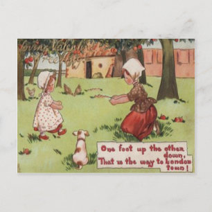 Carte Valentine vintage Retro Girls & Chien