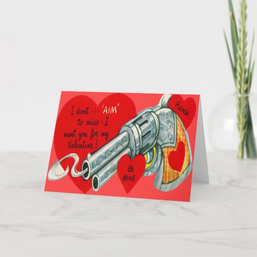 Carte Valentine vintage Retro Gun (Devant)