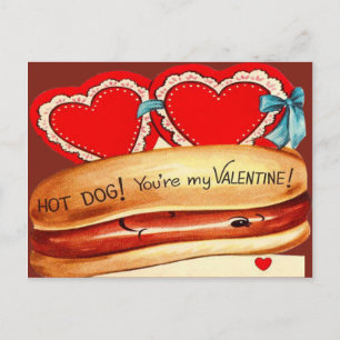 Carte Valentine vintage Retro Hot Dog