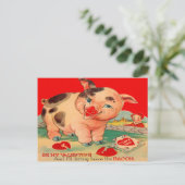 Carte Valentine vintage Retro Pig Bacon (Debout devant)