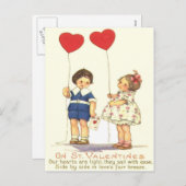 Carte Valentine vintage Retro pour enfants (Devant / Derrière)