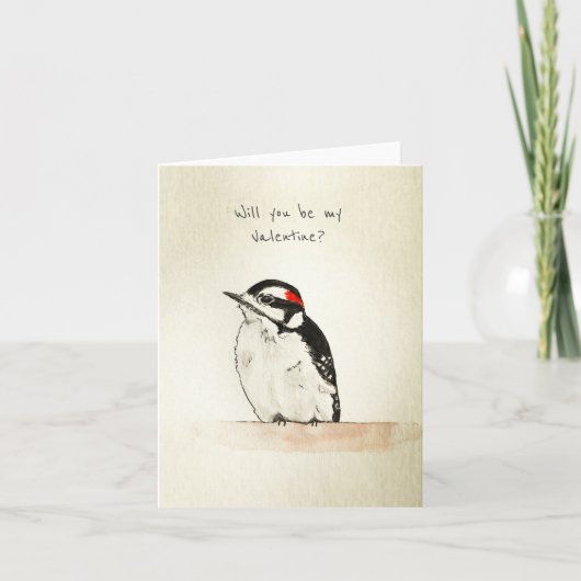 Carte Valentine Woodpecker Folded Note Card (Devant)