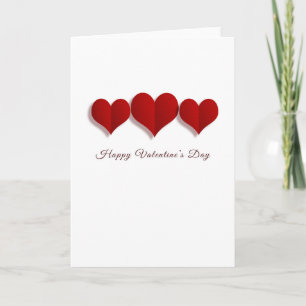 Carte Valentines 3 Coeurs en papier