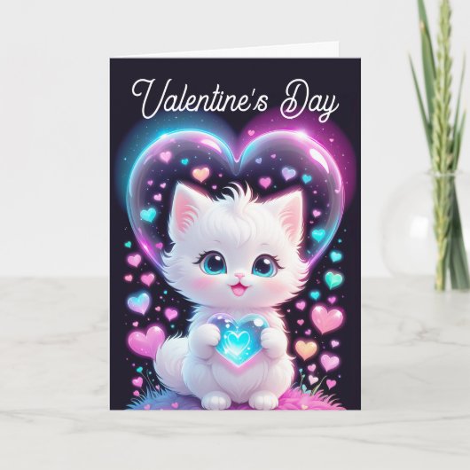 Carte Valentines adorable chat mignon Saint-Valentin (Devant)