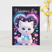 Carte Valentines adorable chat mignon Saint-Valentin (Fleur jaune)