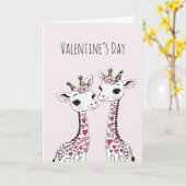 Carte Valentines Adorables Giraffes Valentines (Fleur jaune)