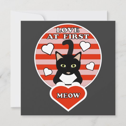 Carte Valentines Aime Au Premier Meow Amoureux de les ch (Devant)