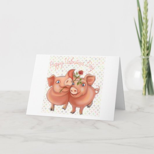 carte valentines avec des cochons drôles (Devant)