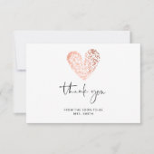 Carte Valentines coeur de jour or rose merci (Devant)