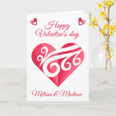 Carte Valentines Coeur rose lesbien (Fleur jaune)