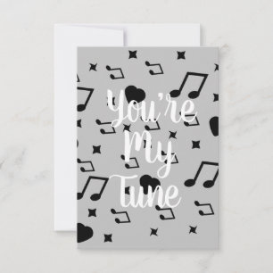 Carte Valentines contemporaines Notes musicales Coeurs d