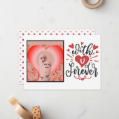 Carte Valentines Couple Doigt "With U Forever" (Devant/Arrière en situation)
