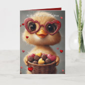 Carte Valentine's Day Baby Duck Heart Glasses (Devant)