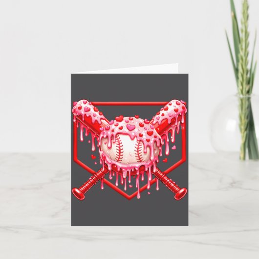 Carte Valentines Day Baseball Boys Ice Cream Drip Heart  (Devant)