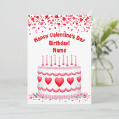 Carte Valentine's Day Birthday Cake Custom Candles Flat (Debout devant)
