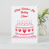Carte Valentine's Day Birthday Cake Customizable Candles (Debout devant)
