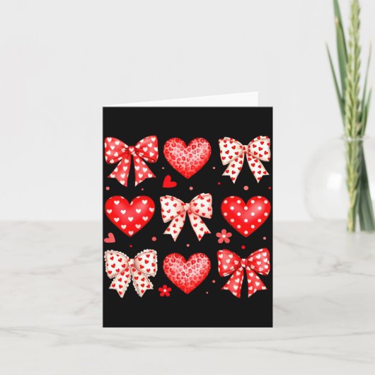 Carte Valentines Day Coquette Bow Hearts Leopard Women G (Devant)