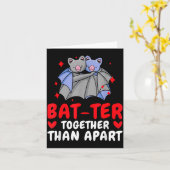 Carte Valentine's Day Cuddling Cute Bats Couple Bat Vale (Fleur jaune)